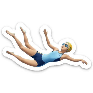 person swimming laps in pool zoomed out showing lap swiming back stroke, no more zoomed out full body but par under water I want to see the water more blue  sticker