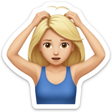 blonde woman pulling her hair out  sticker