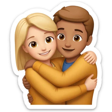 Two characters hugging each other warmly sticker