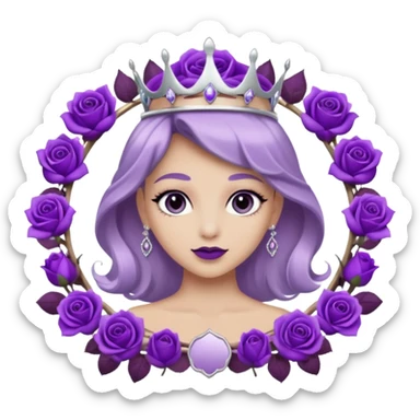 Purple shadow rose silver circle plaque with silver tiara sticker