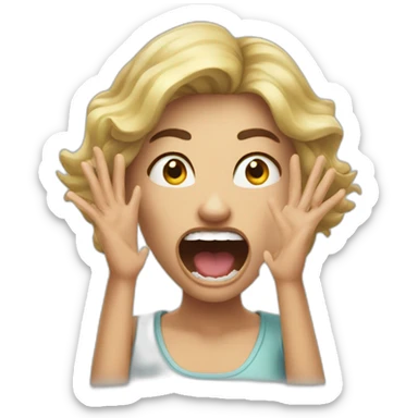 A woman acting like a monster with her hand and her face says grrr. Both hands are visible !  sticker