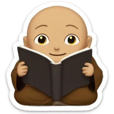 A monk in front of the tunnel reading a book sticker