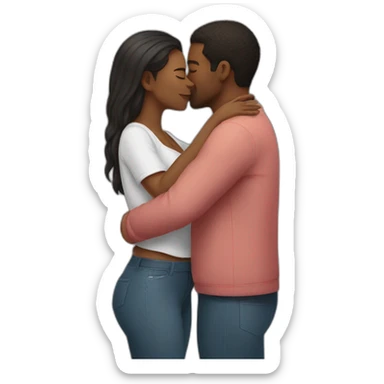 Straight Couple passionate kiss + hug sticker