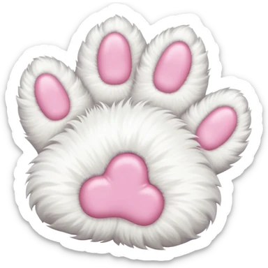 white cat fluffy paw, from the bottom, cute, kawaii sticker