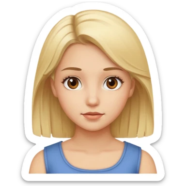 Make me a blonde girl with brown eyes, her hair a little past her shoulders. sticker