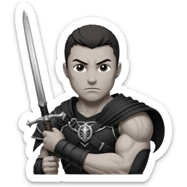 Humano guerrero dnd estilo blanco y negro dibujo sticker