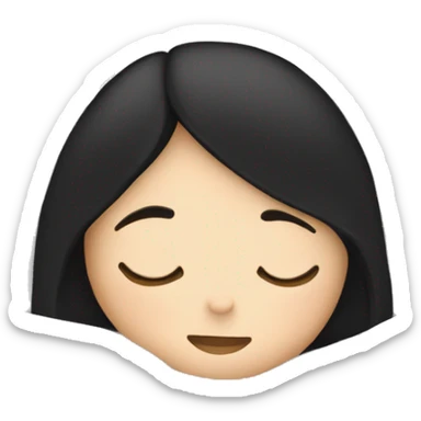 white girl with straight black hair sleeping in cozy blanket sticker