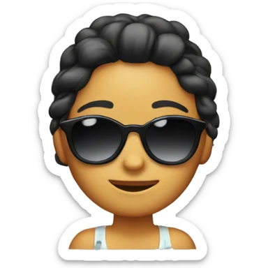 girl tucking hair behind ear with sunglasses  sticker