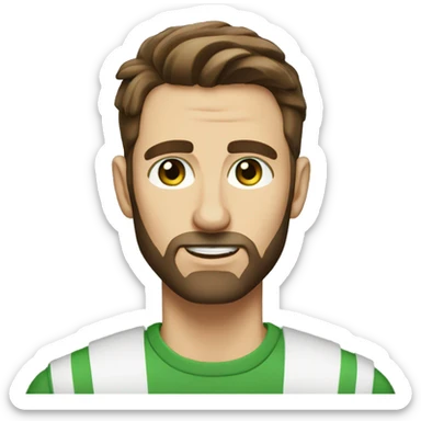 man, short brown hair, short beard, VERY LONG AND POINTY nose, white, green eyes sticker