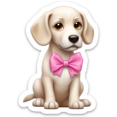 Dog with a pink bow ￼ sticker