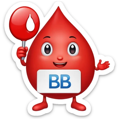 blood drop character holding a BRB sign sticker