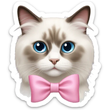 ragdoll cat pink bow sticker