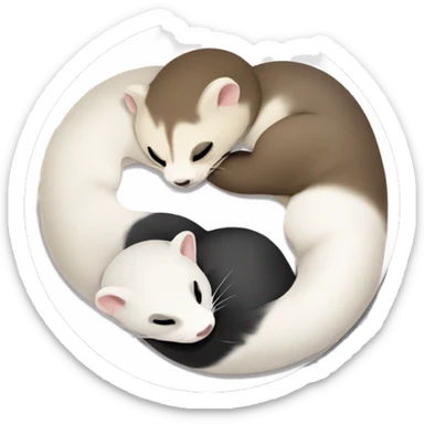 2 ferrets sleeping forming yin yang sticker