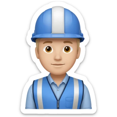 Un ingeniero Casco color blanco chaleco azul con franja blanca sticker