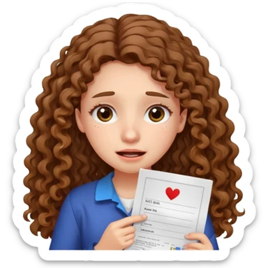 A girl with long curly brown hair crying shows an IELTS certificate with a score of 3.0  sticker