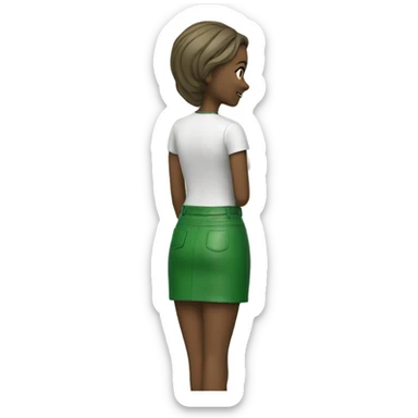 Green leather mini skirt isolated sticker