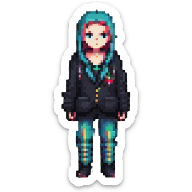 strange character with fashionable minimalist clothes sticker