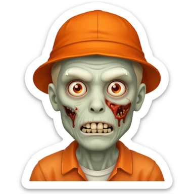 zombie man in orange hats sticker
