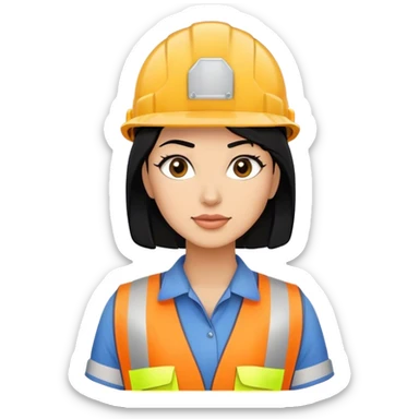 Woman with black hair construction worker  sticker