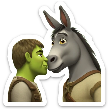 Shrek kissing donkey sticker