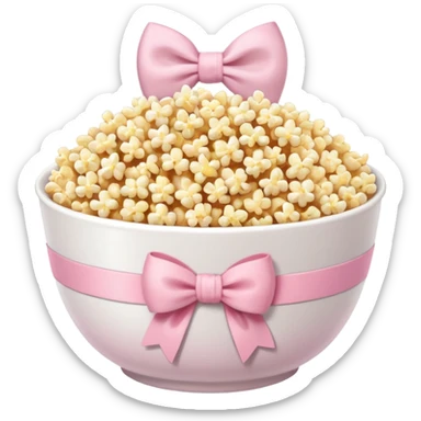 popcorn soft texture in white bowl with pink pastel bow not on top sticker