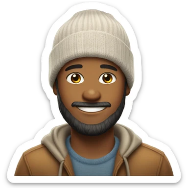 smiling bearded boy in beanie sticker