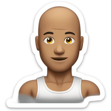a muscular man with a bald head sticker