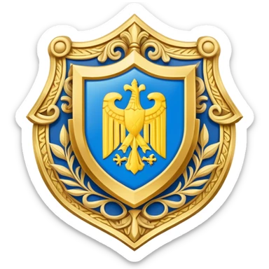 Ukrainian refugee protection symbol with German flag and shield sticker