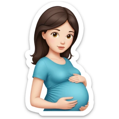Beautiful brunette pregnant woman with baby bump sticker