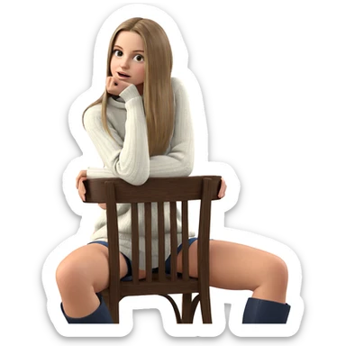 girl sitting in sweater chair sticker