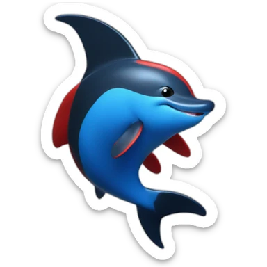 Un dauphin bleu foncé dans une bouée rouge et noire sticker