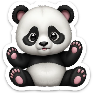 Panda cub slapping there four head sticker