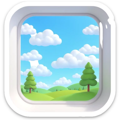 a big window with a idyllic scenery skylight and clouds visible sticker