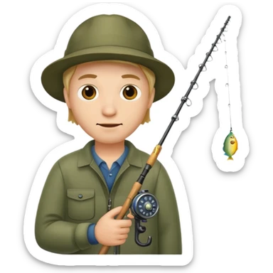 a man holding a fishing rod sticker