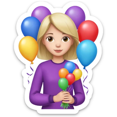 Girl with bouquet of balloons sticker