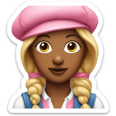 fair race girl artist in a pink beret sticker