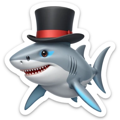 Shark with a top hat sticker