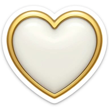 white heart with gold outline sticker