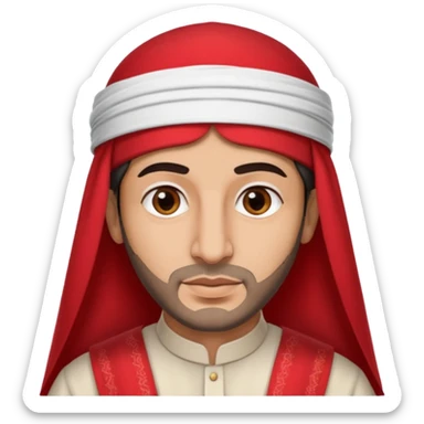 Arab man with a red and white traditional saharian hat sticker
