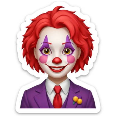 female Clown with a tie and suit sticker