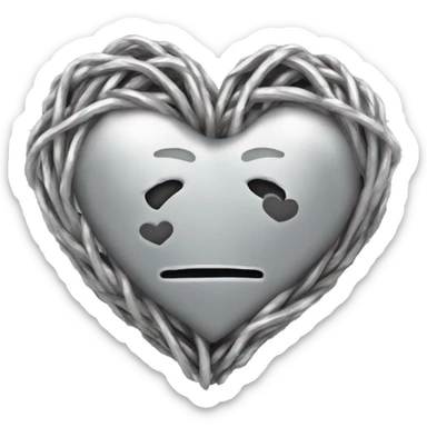 forma de corazon hecha por un alambre de púas plateado sticker