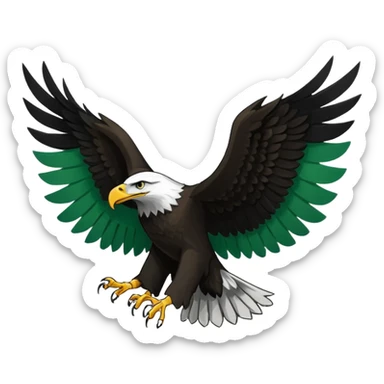 A flag I. This design 🇧🇫 is half green and half white from the bottom and an eagle with its sign spread in the middle and the eagle should be a full black silhouette. sticker