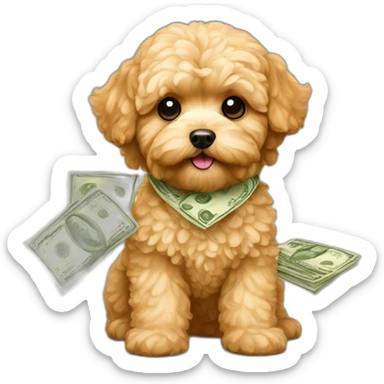 golden maltipoo with money sticker