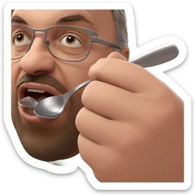 bearded guy holding a spoon sticker
