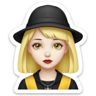 gothic girl with yellow hat sticker