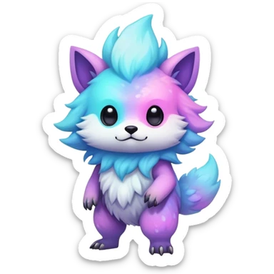 Epic Edgy Cute Colorful Pastel Nebula Modern Vernid-Protogen-creature-animal, full body sticker