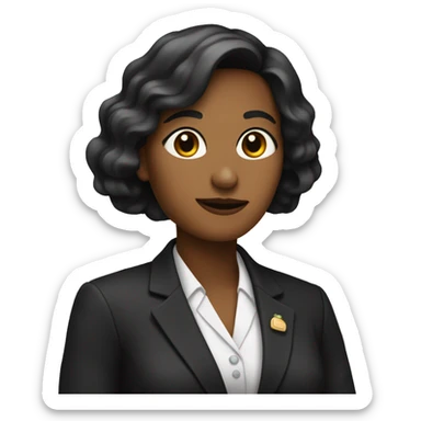 Una mujer con traje negro y unos papeles en su mano sticker