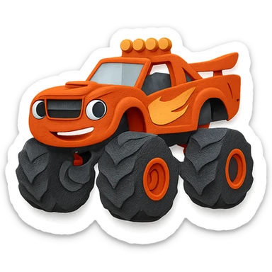 Blaze from Blaze and the Monster Machines in a paper craft style, layered paper effect sticker