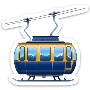 create a cablecar emoji in winter. make it navy dark blue. no yellow. and add the words in white: Lenk  sticker