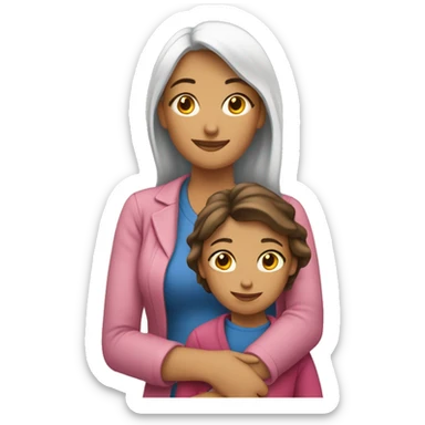 abrazo mama  e hija adolescente banca sticker